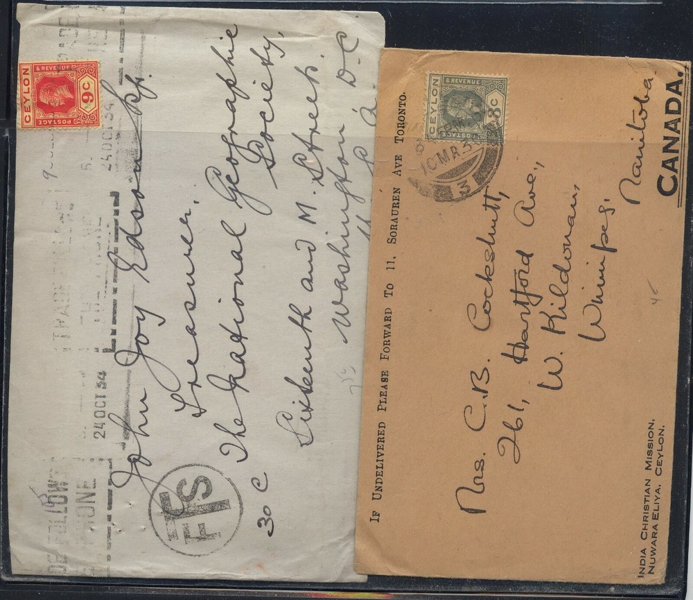 Ceylon   2  covers,  to  the  US  and  Canada