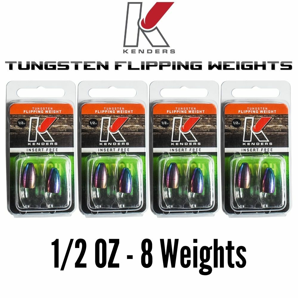 1/2 OZ RAINBOW METALLIC - 4 Pack (8 Weights) TUNGSTEN Flipping Weights