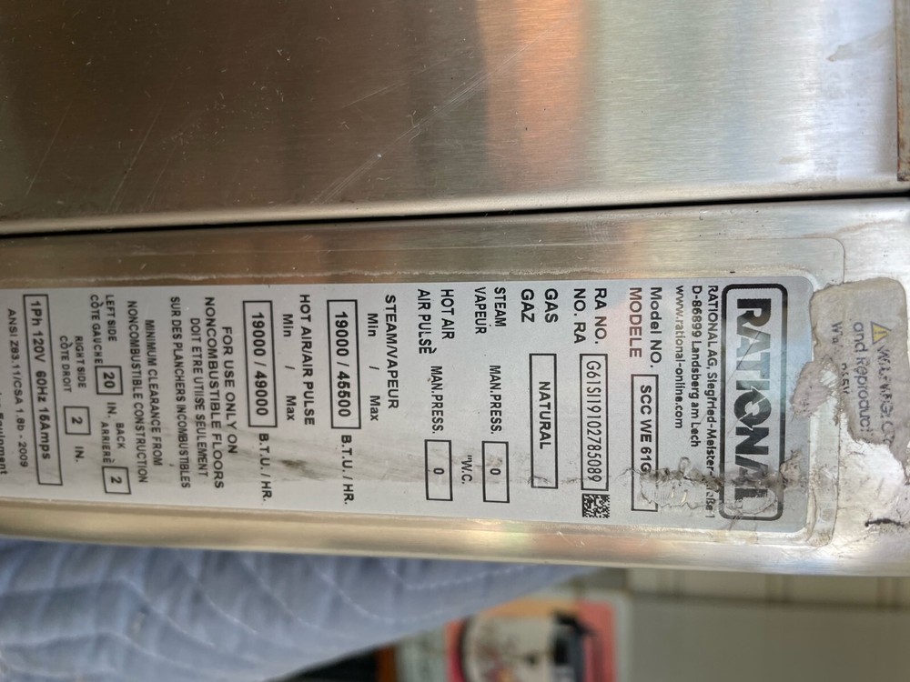 Rational Self Cooking Center Oven Model SCC WE 61G (Double Stack w/casters)