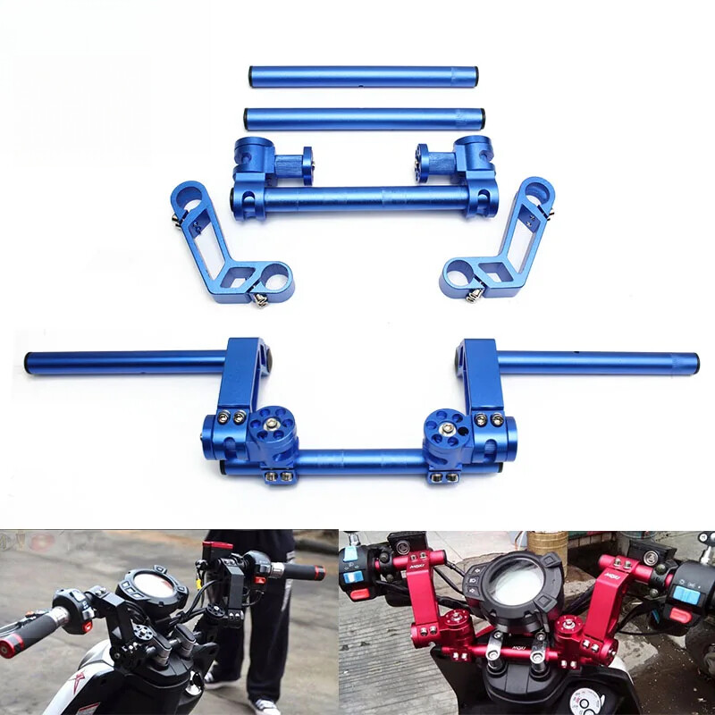 Motorcycle CNC Adjustable Steering Handlebar 7/8" 22mm Removable Handle Bar Red
