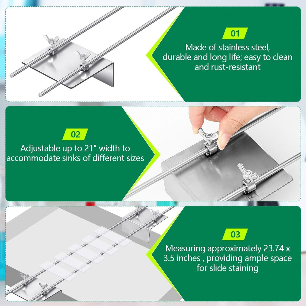Yaocom Slide Staining Rack, Stainless Steel Microscope Adjustable...