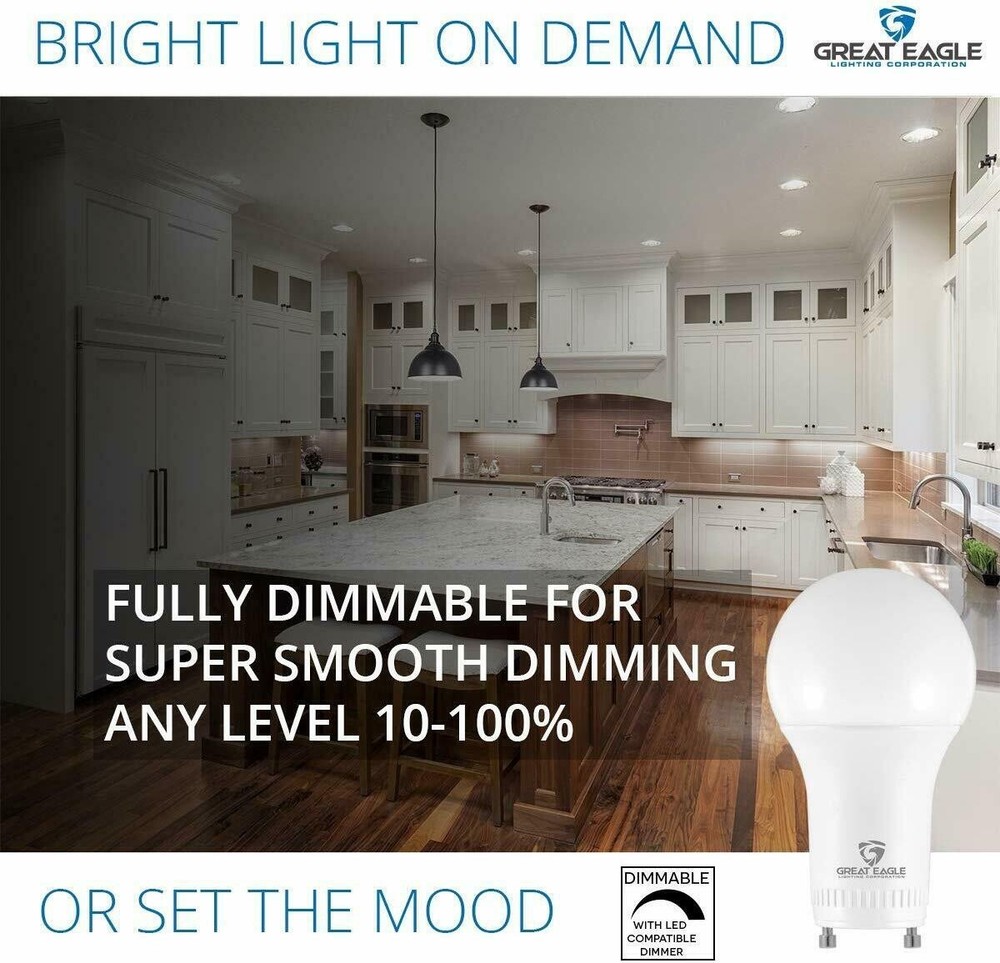 Great Eagle Dimmable 100W Replacement A19 LED Bulb 2700K/3000K/4000K/5000K