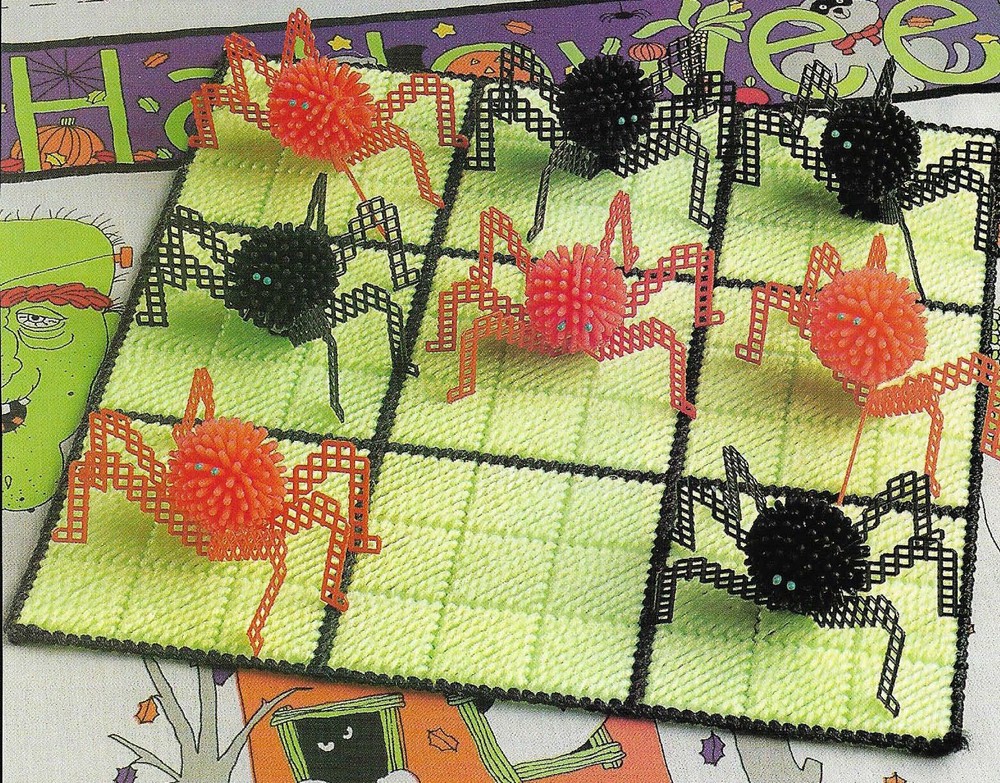 SPIDER TIC TAC TOE GAME HALLOWEEN PLASTIC CANVAS PATTERN INSTRUCTIONS