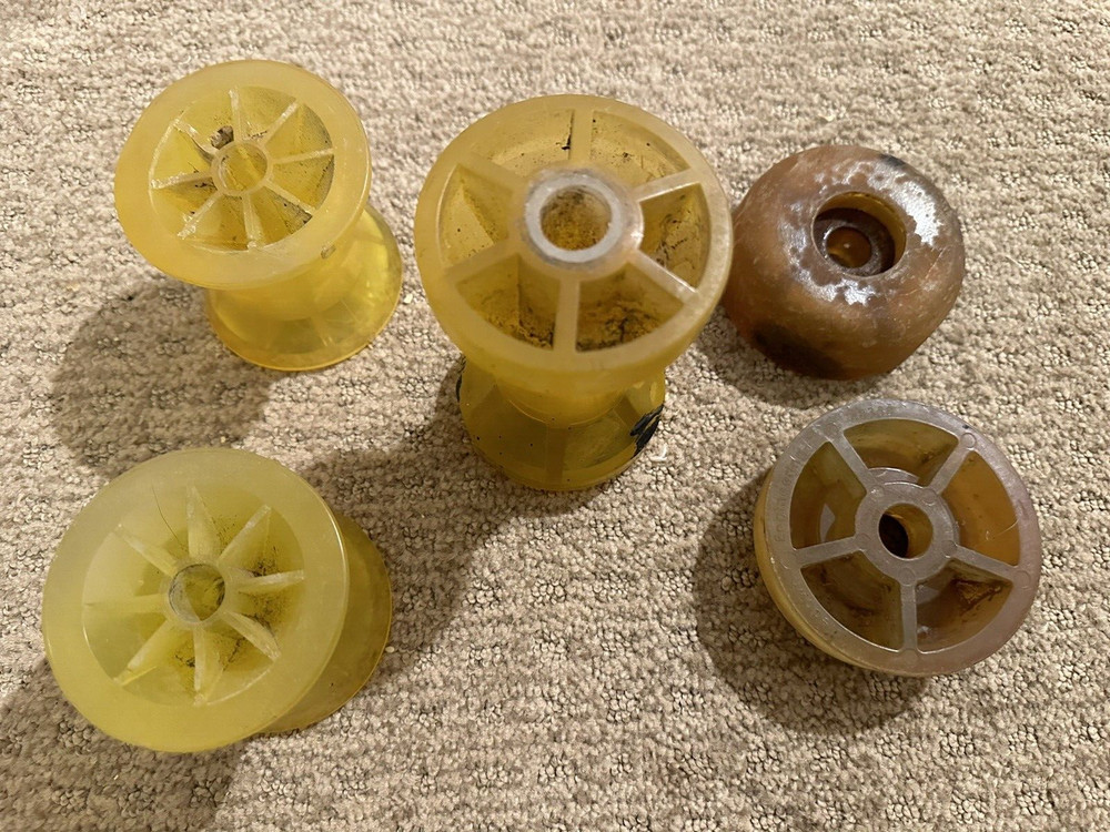 (1) Yellow Polyurethane Boat Trailer Bow Stop Roller Assembly & (2) Bow Rollers