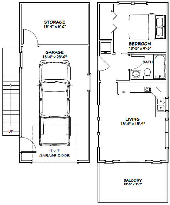 14x32 Tiny House -- 567 sq ft -- PDF FloorPlan -- Model 6I
