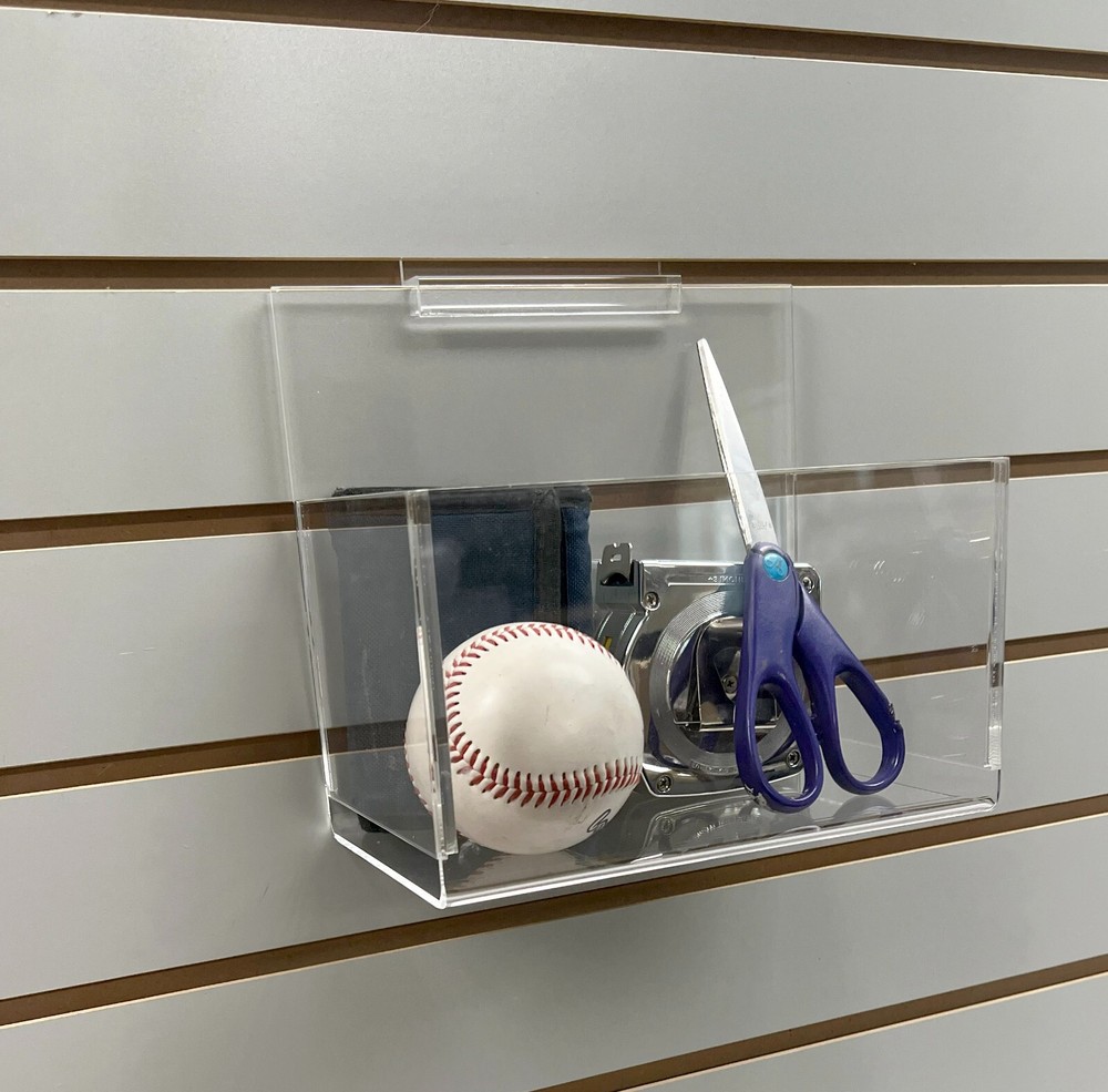 ExecuSystems Slatwall Acrylic Multi Use Merchandise Bin 7.75" Wide x 4.75" Deep