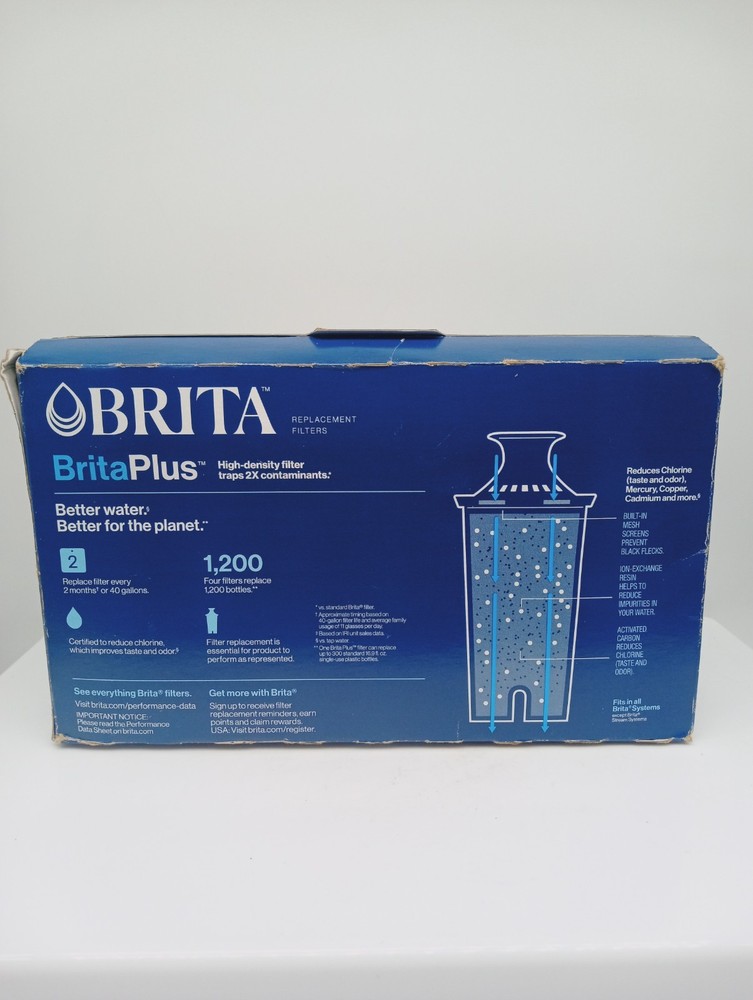 Brita Plus Replacement Water Filter, BPA-Free, High-Density Pitchers 4 PACK