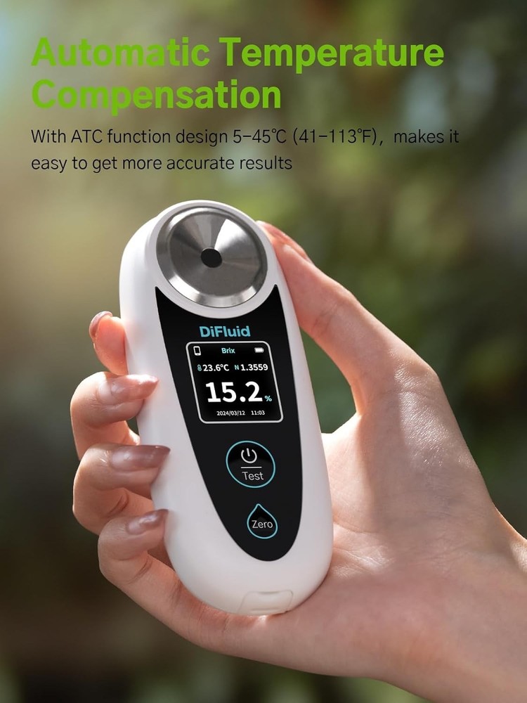 Digital Brix Refractometer 0.2% Precision, 0.05% resolution 0-35% range Portable