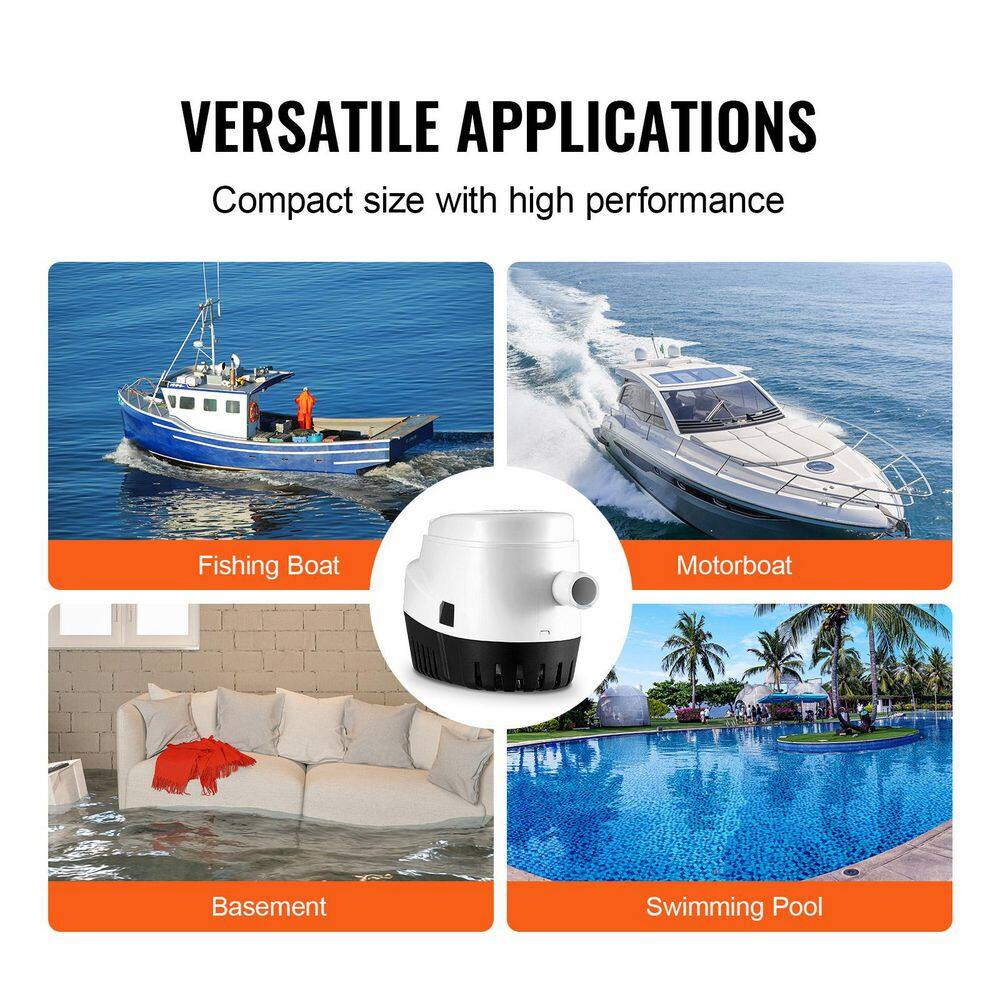 Bilge Pump 1/7 HP 12-Volt Automatic Submersible Utility Pump with Float Switch 0