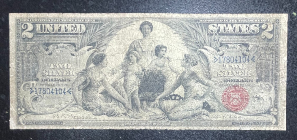 1896 $2 TWO DOLLAR SILVER CERTIFICATE "EDUCATIONAL NOTE" ~VG ~NICE NOTE~