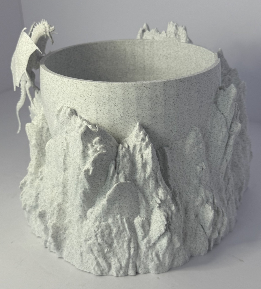 Large Dragon Yarn Bowl 3D Printed PLA Stone