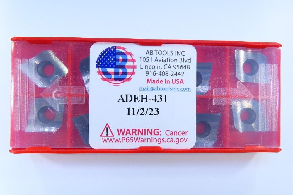 NEW BOX ( 10 ) A.B. TOOLS ADEH 431 CARBIDE INSERTS MILLING SHEAR HOG CNC TOOLS