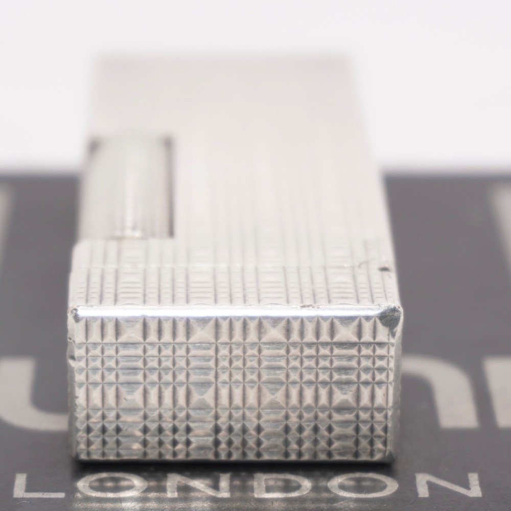 Dunhill Lighter Silver Tartan Pattern-Ultrasonically Cleaned_Working