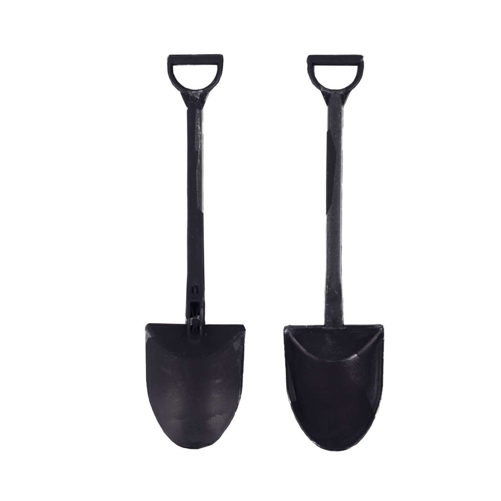 100 BLACK Mini Shovel Plastic Dessert Spoons Party Disposable Tableware