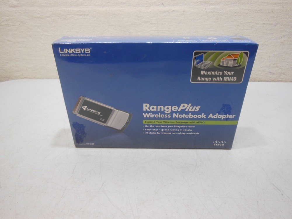 Linksys WPC100 Range Plus Wireless Notebook Adapter - New Sealed