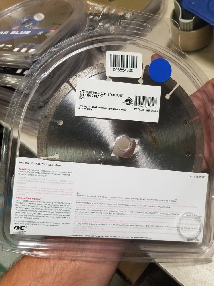 Star Blue Diamond Saw Blade 7" E2B 74952 7/8