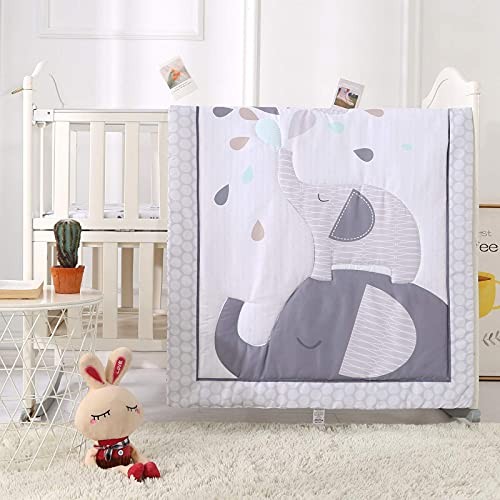 Grey Elephant Bedding 3-Piece Elephant Baby Bedding(Grey)