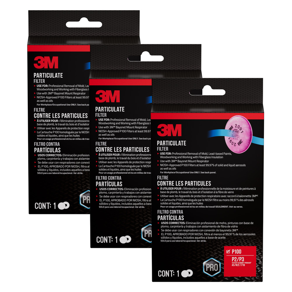 3M Performance P100 Particulate Filter: 2091 Particulate Filter, 1-pair (Pink) 3