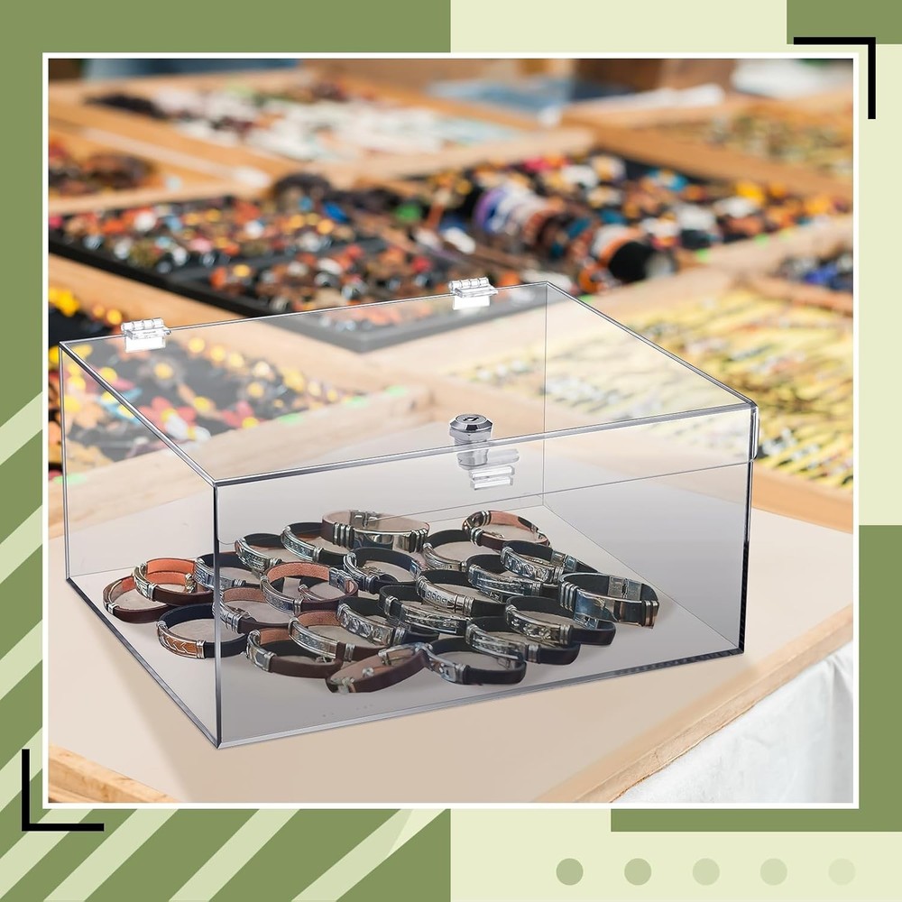 Clear Acrylic Locking Display Case with Keys Large Medication Lock Box Snack ...