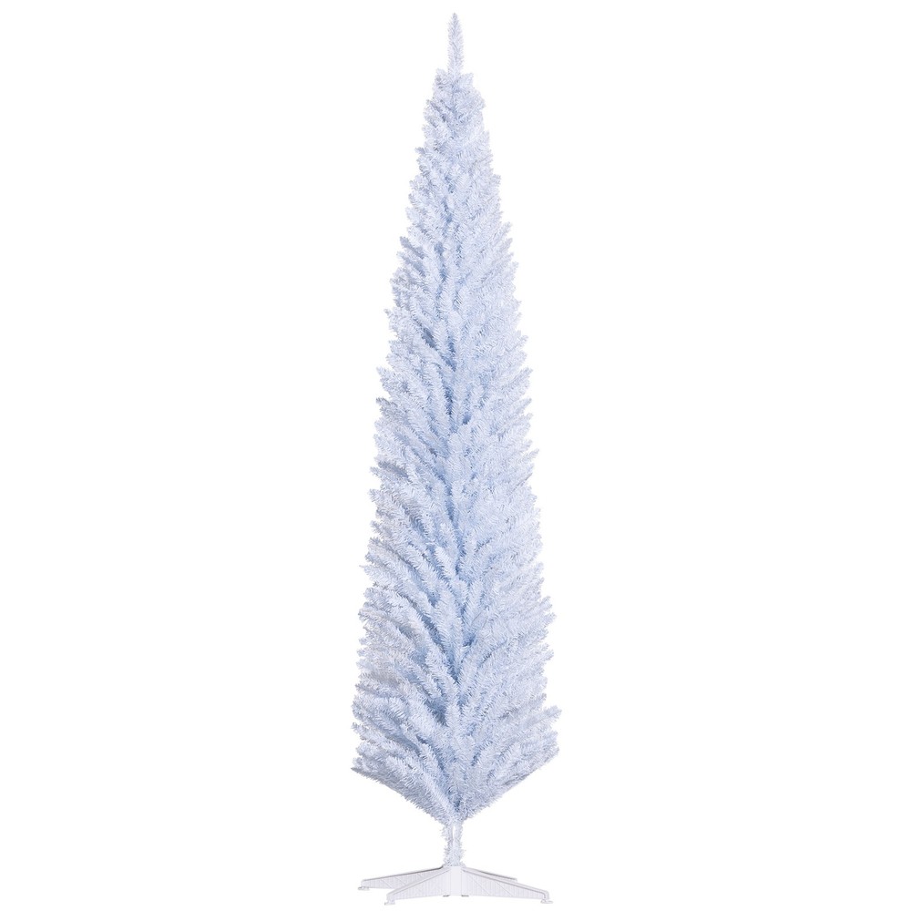 8ft Unlit Pencil Artificial Christmas Tree - Realistic Branches 618 Tips White