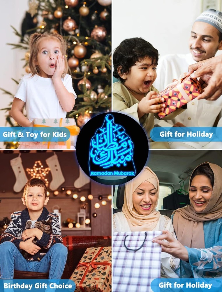Eid Mubarak Deacoration, Islam Eid Ramadan Night Light Remote 16 Colors