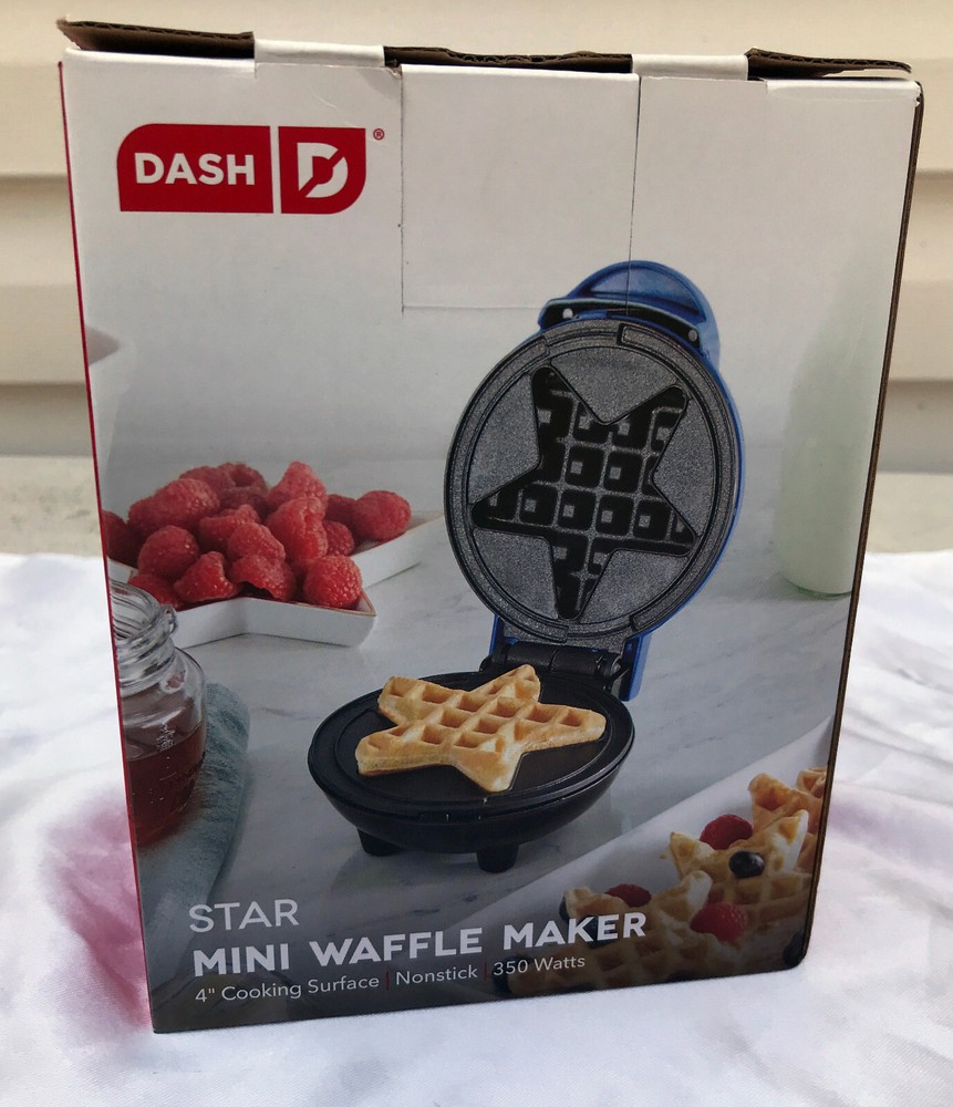 Dash Star Mini 4" Waffle Maker Blue-model DMWR001NM