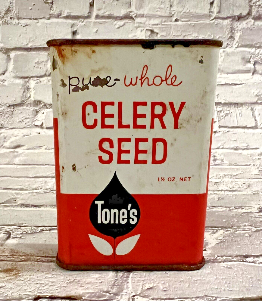 Vintage TONE'S Celery Seed Spice Tin 1 1/2 oz - Empty