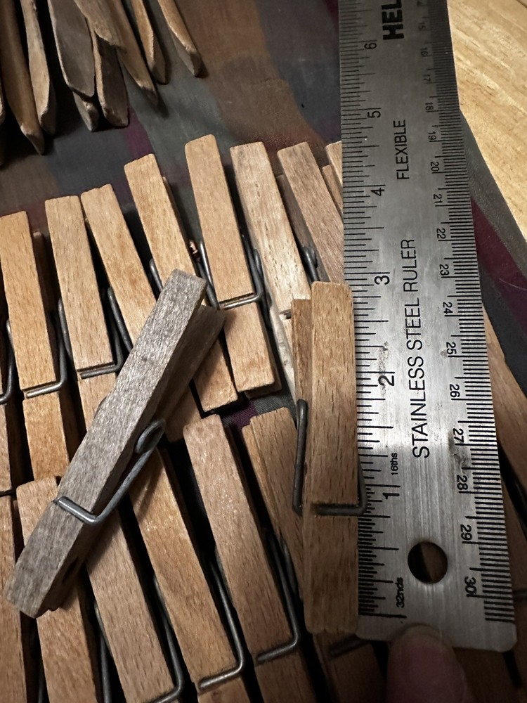 Vintage Clothes Pin Bag Holder With Clothespins.