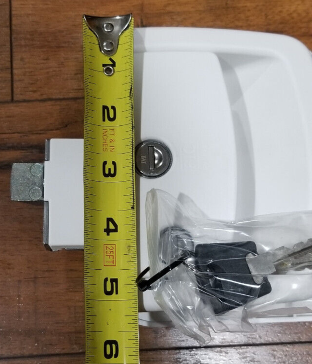 White RV Entry Door Lock Handle Knob w/ Deadbolt Camper Travel Trailer Latch Key