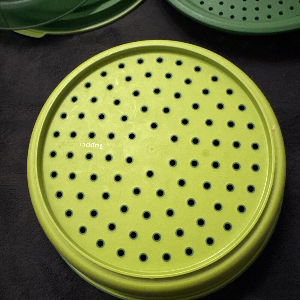 Tupperware Microwave Smart Stack Steamer 4 Piece Set Green Stack Cooker NICE