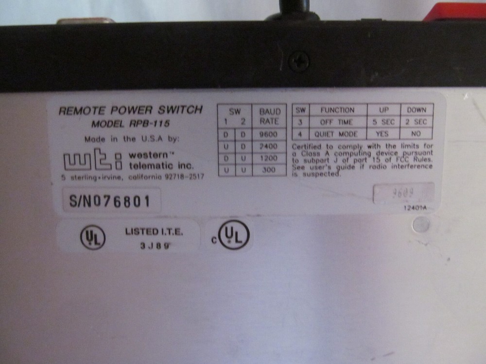 WTI Remote Power Switch RPB-115 Mountable Works