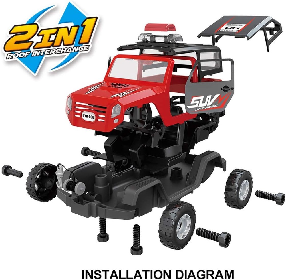 2in1 Take Apart Jeep Car STEM Learning Assembly Playset with Functional
