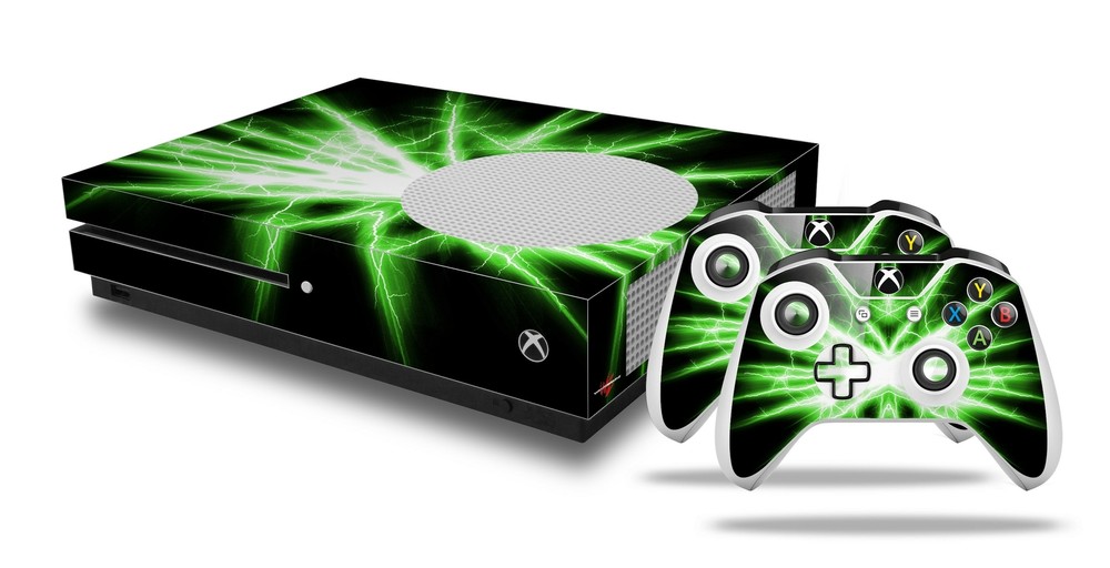 Skin XBOX One S Console Controller Lightning Green