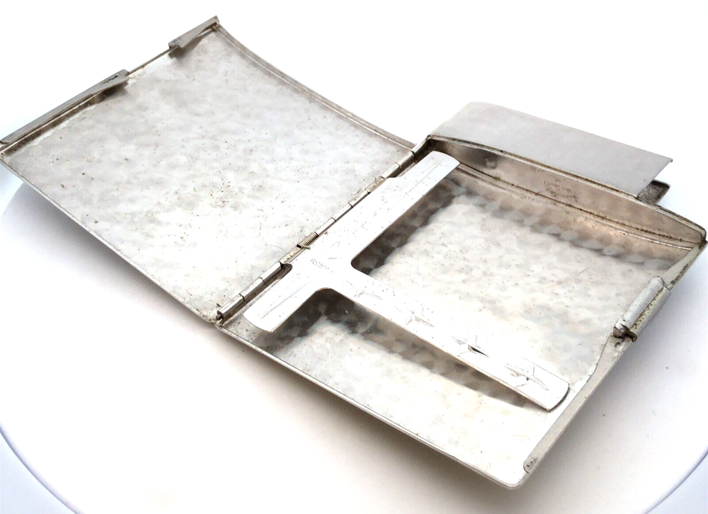 Mid Century Modern Ronson Escort Silver Toned Combo Cigarette Lighter & Case