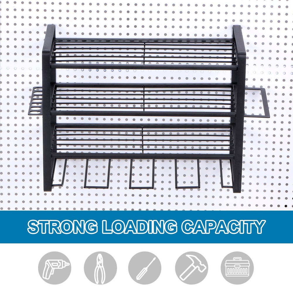 Power Tool Organizer 4 Layers 4 Drill Storage Racks Wall Mount Style Hooks