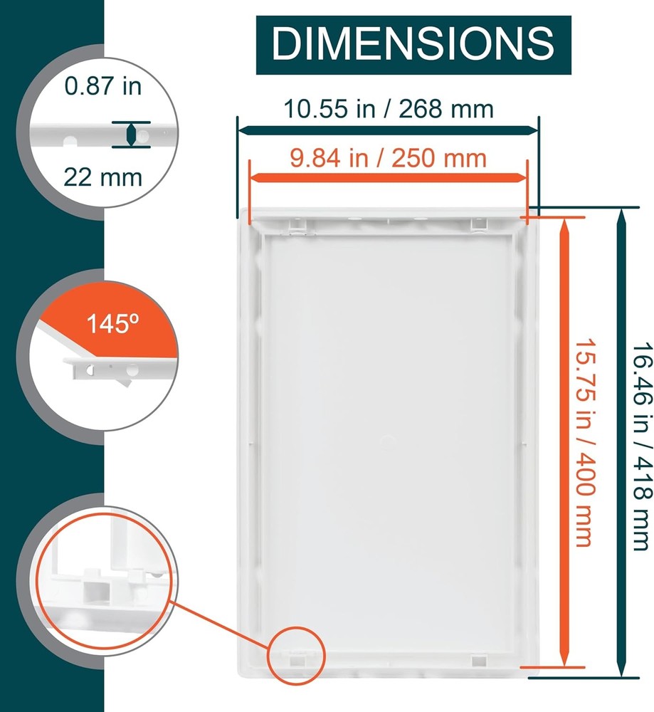 10 x 16 White Plastic Access Panel. Service Shaft Door Panel.