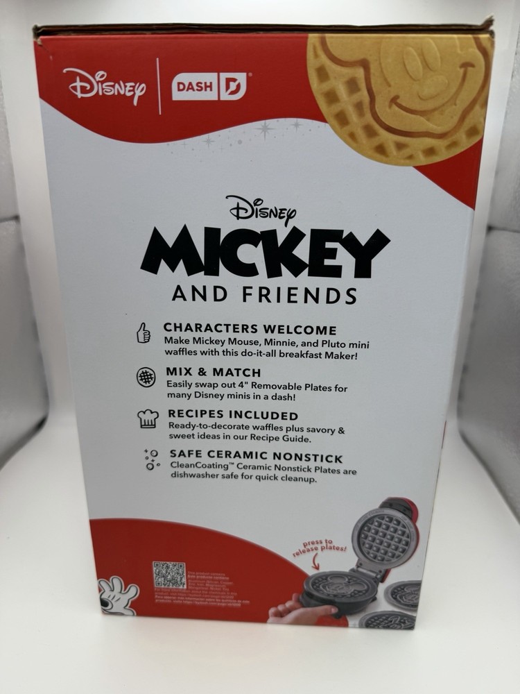 Disney Dash Multimaker Mini Waffle Maker Mickey & Friends 4 Plates NEW