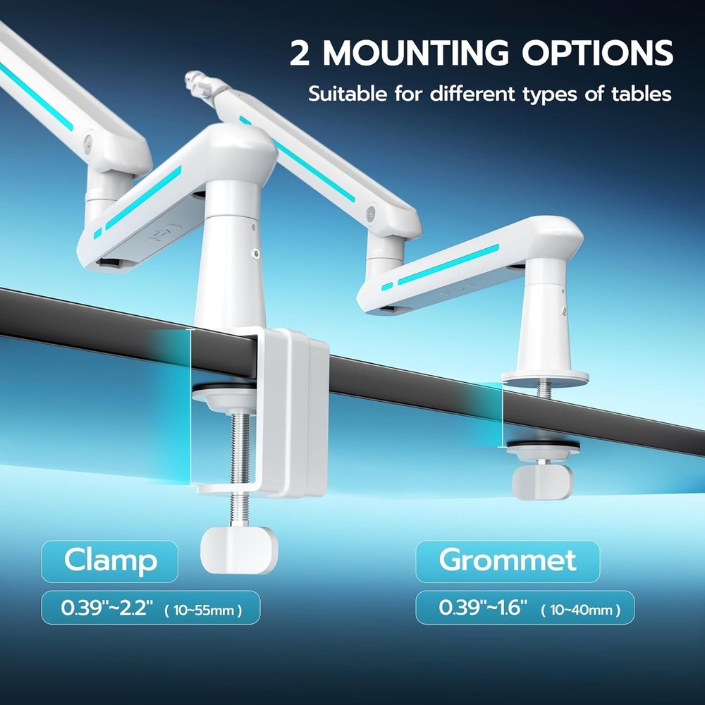ARES WING Aluminum Low Profile Mic Arm with 4.4 lbs Load Capacity, Adjustable...