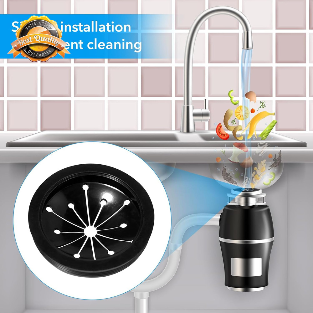 3" Garbage Disposal Splash Guard Rubber Sink Drain Insert Black 3pcs