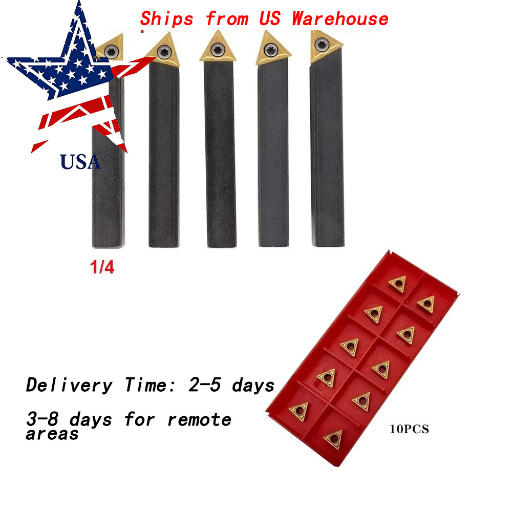 5 pc 1/4" Lathe Indexable Carbide Insert + 15pcs Turning Tooling Bit Holder Set
