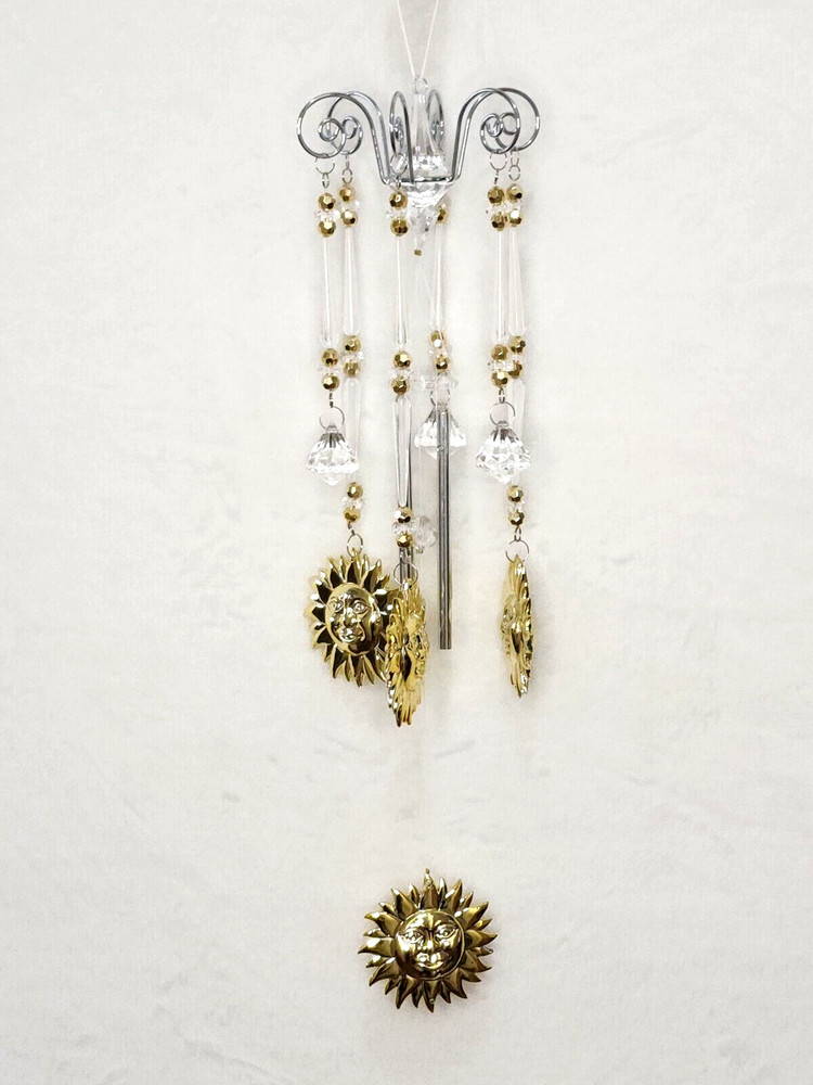 Golden Sun Wind Chimes, Chandelier Style, Housewarming Gift