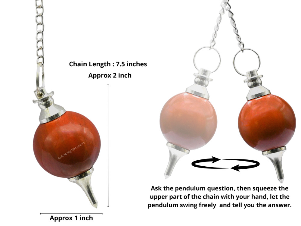 Red Jasper Dowsing Crystal Ball Pendulum