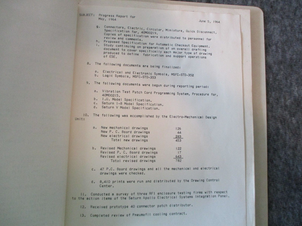 NASA MSFC APOLLO SATURN RELIABILITY CHRYSLER SPACE REQUIREMENTS MANUAL+GE FOLDER