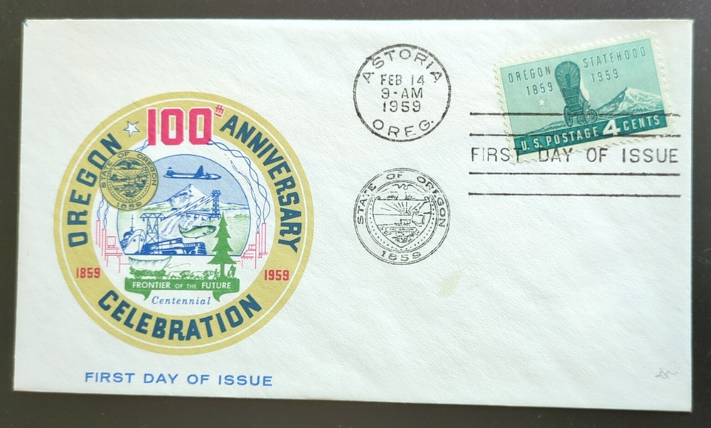 4c Oregon Statehood # 1124 FDC 1959