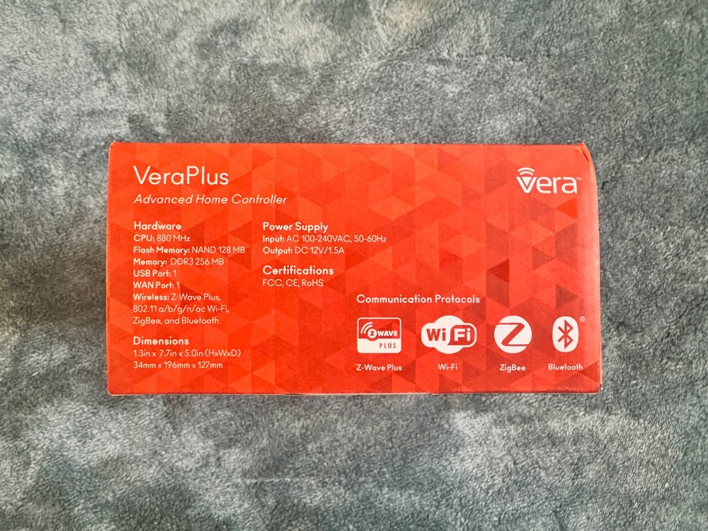 Vera Plus Advanced Smart Home Controller, Z-Wave, Bluetooth, Zigbee, WiFi, NIB