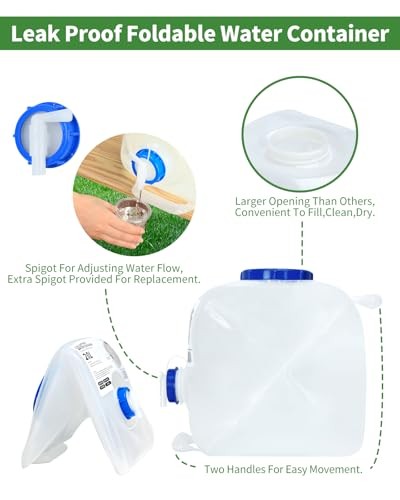 2 Pack 5.3 Gallon Collapsible Water Container Camping Water Container with