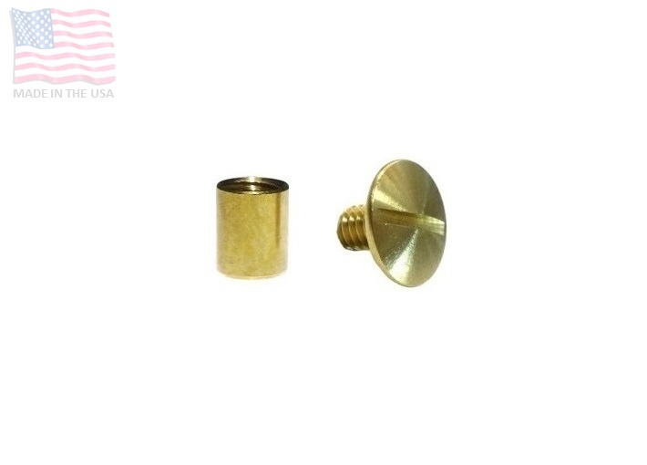 1/4" Chicago Screwback Post Assembly for Concho, Saddle, Solid Brass, 10 Sets