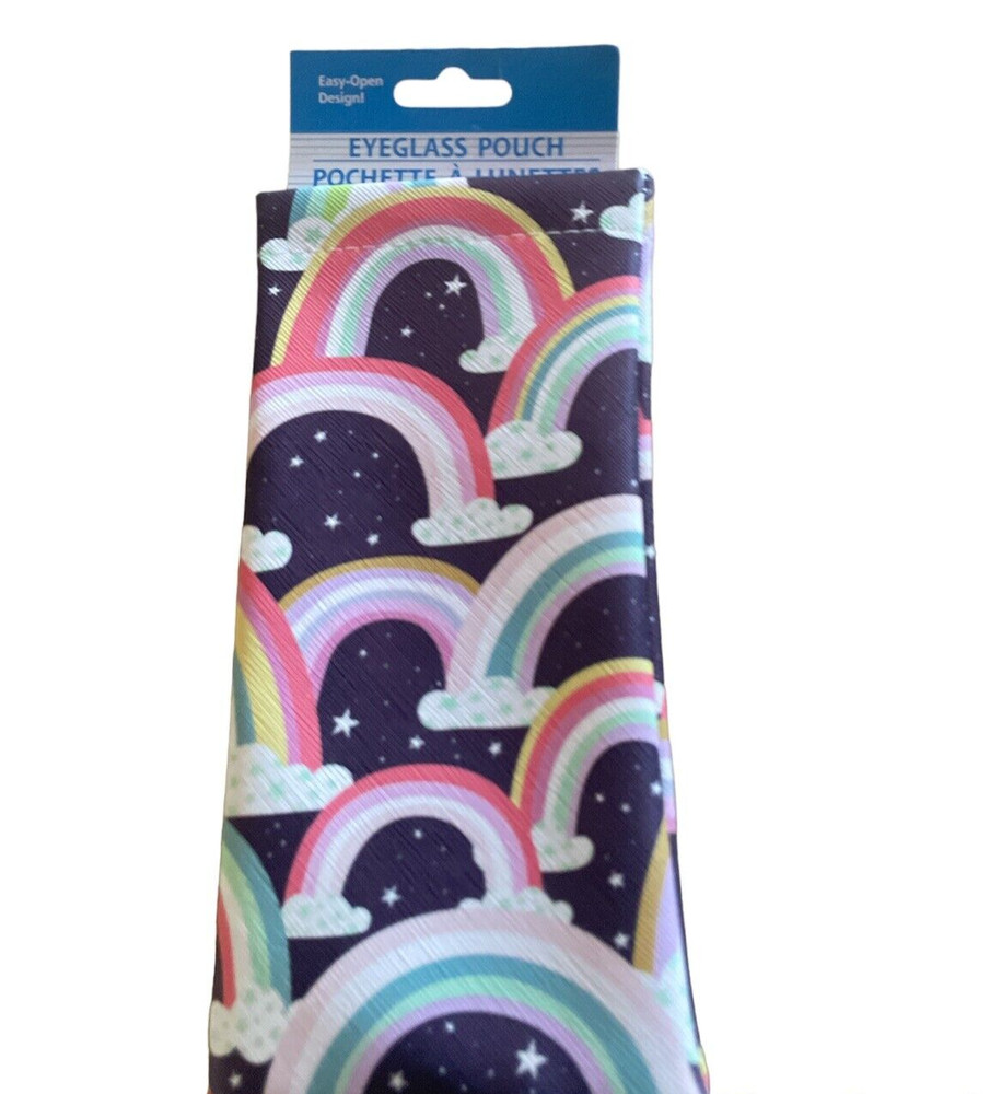 Eyeglass Squeeze Top Portable Pouch Rainbow Print