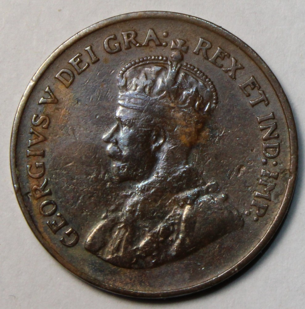 Canada 1925 Small Cent, Cleaned, Key Date KGV (C673)