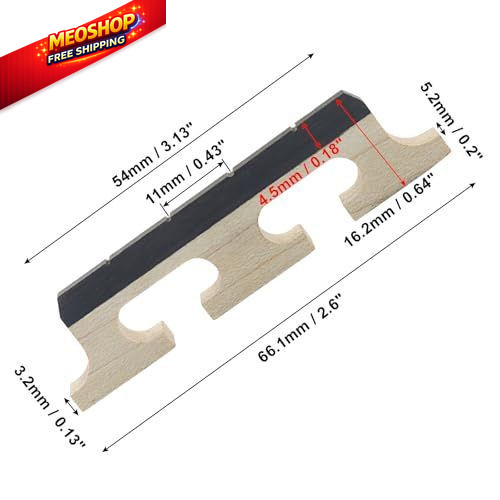 Marvexi 4-String Banjo Bridge, Ebony Maple Composite Replacement